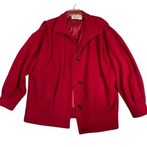 Vintage Saxton‎ Hall Women's Wool Red Coat Made in USA XL